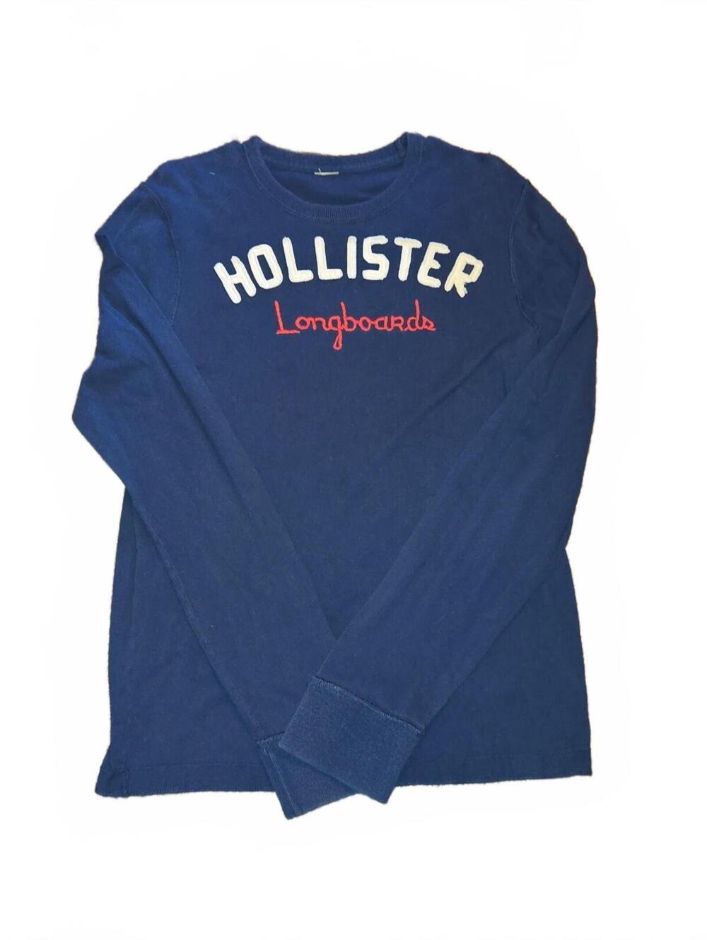 VTG Hollister Longboards Long Sleeve Shirt Mens XL Blue Embroidered Logo Surf